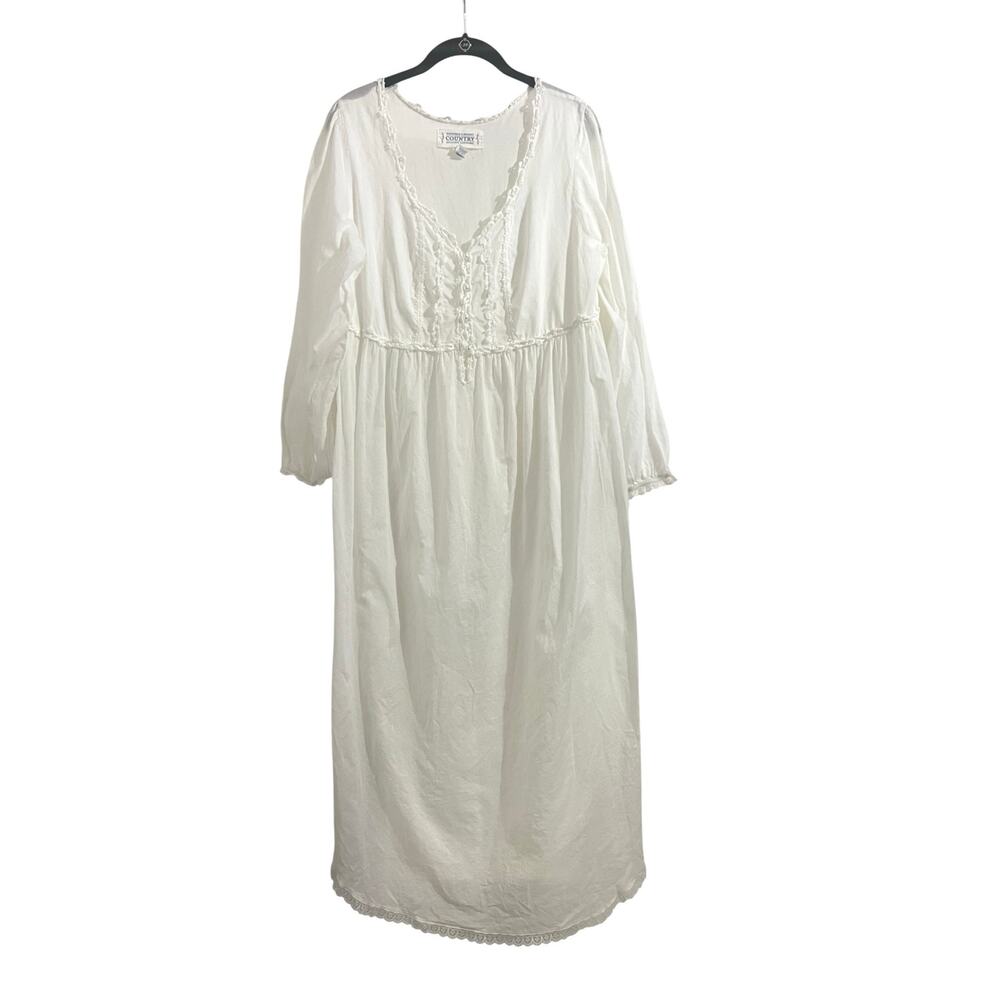 Victoria’s Secret Country Vintage 90s White Sheer Cottage Crochet Nightgown Sz M